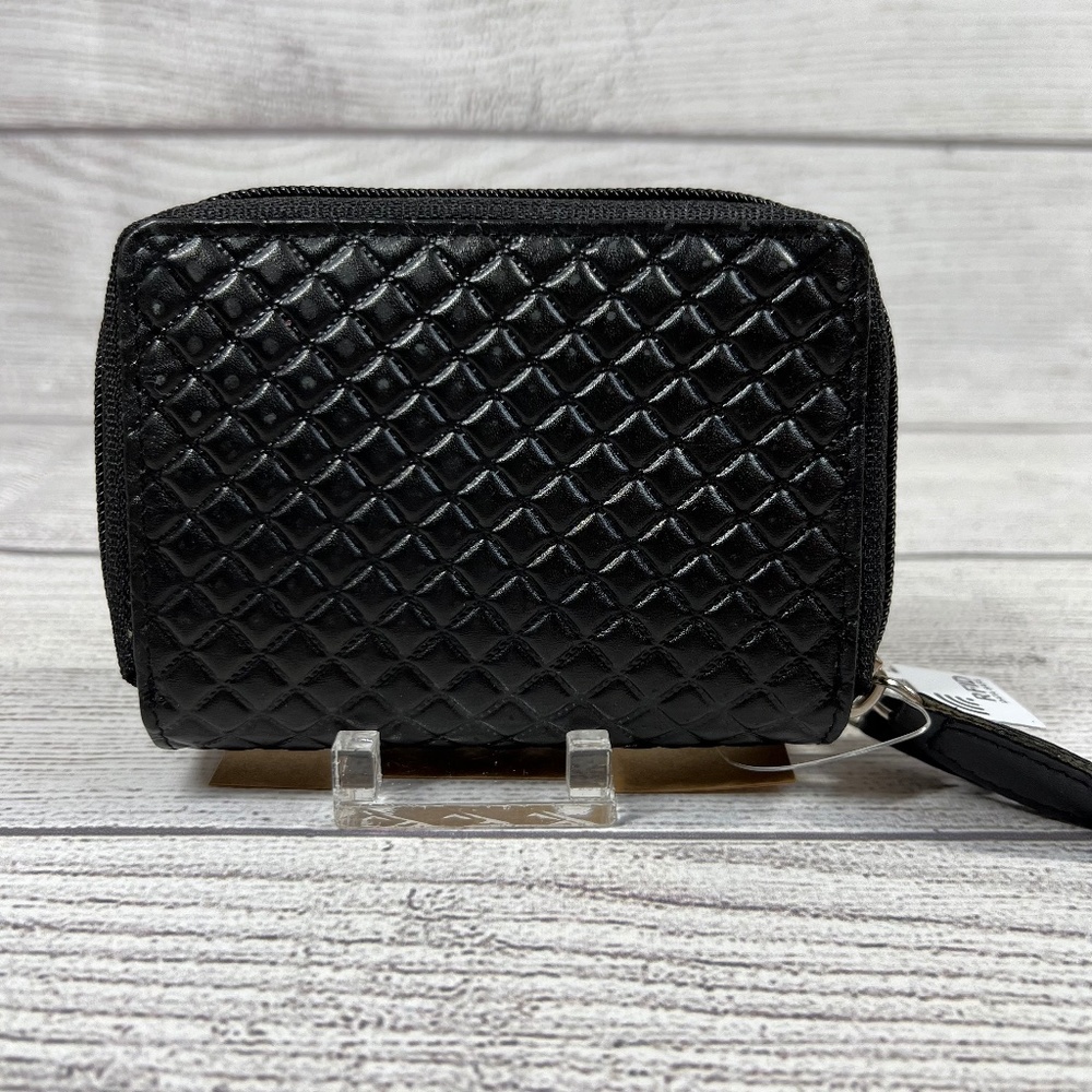 Black Leather Quilted Embossed Wallet